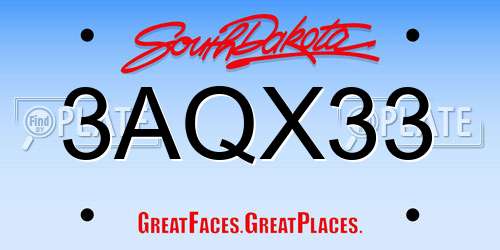 3AQX33 South Dakota License Plate