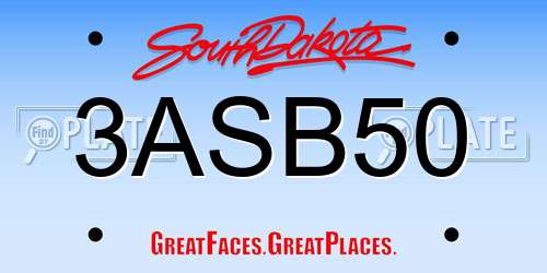 3ASB50 South Dakota License Plate