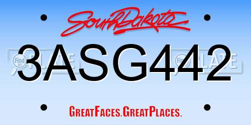 3ASG442 South Dakota License Plate