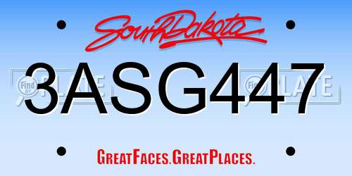 3ASG447 South Dakota License Plate