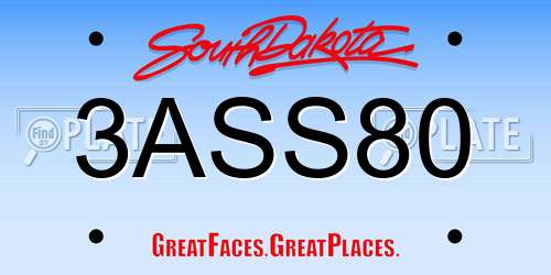 3ASS80 South Dakota License Plate