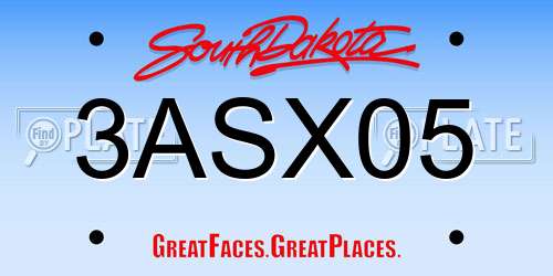 3ASX05 South Dakota License Plate