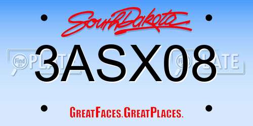 3ASX08 South Dakota License Plate