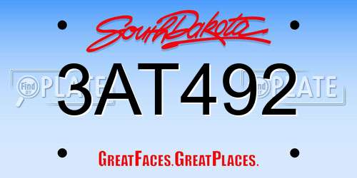 3AT492 South Dakota License Plate