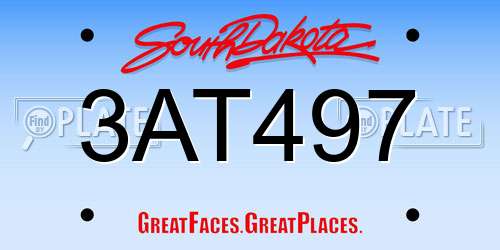 3AT497 South Dakota License Plate