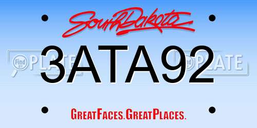 3ATA92 South Dakota License Plate