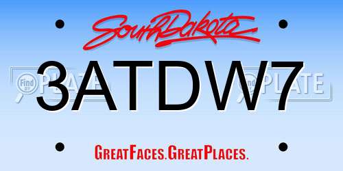 3ATDW7 South Dakota License Plate