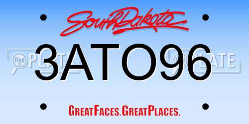 3ATO96 South Dakota License Plate
