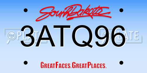 3ATQ96 South Dakota License Plate