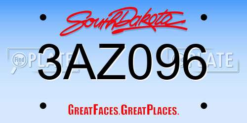 3AZ096 South Dakota License Plate