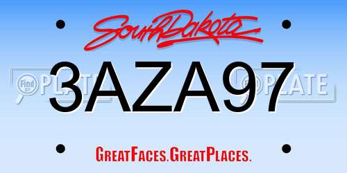 3AZA97 South Dakota License Plate