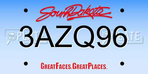 3AZQ96 South Dakota License Plate