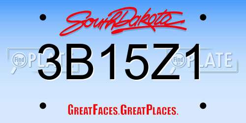 3B15Z1 South Dakota License Plate