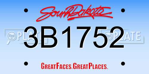 3B1752 South Dakota License Plate