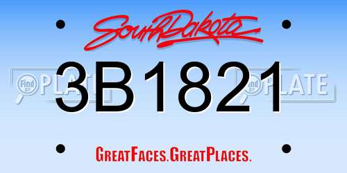 3B1821 South Dakota License Plate