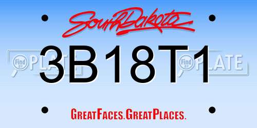 3B18T1 South Dakota License Plate
