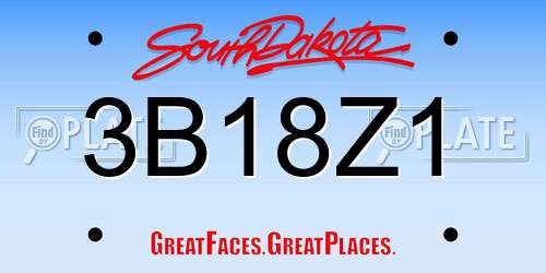 3B18Z1 South Dakota License Plate
