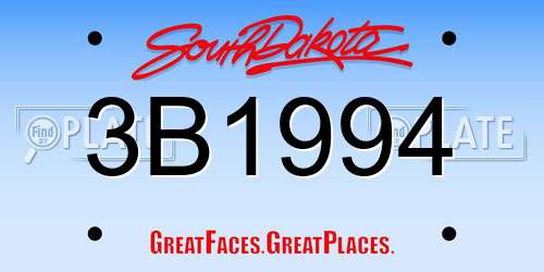 3B1994 South Dakota License Plate