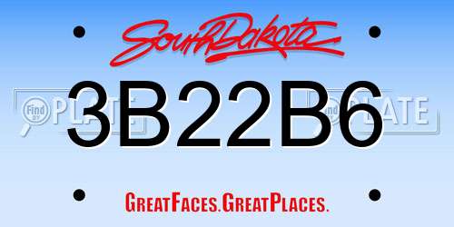 3B22B6 South Dakota License Plate