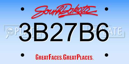 3B27B6 South Dakota License Plate