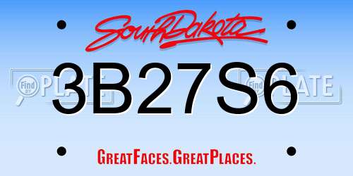 3B27S6 South Dakota License Plate