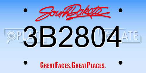 3B2804 South Dakota License Plate