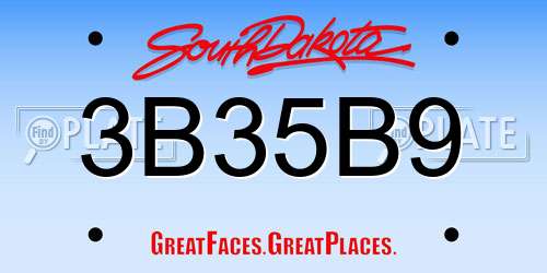 3B35B9 South Dakota License Plate