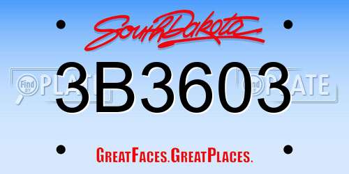 3B3603 South Dakota License Plate