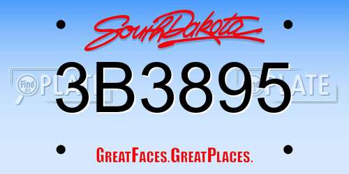 3B3895 South Dakota License Plate