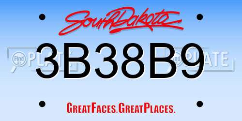 3B38B9 South Dakota License Plate