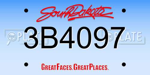 3B4097 South Dakota License Plate