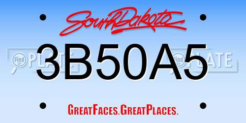 3B50A5 South Dakota License Plate