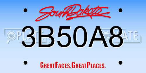 3B50A8 South Dakota License Plate