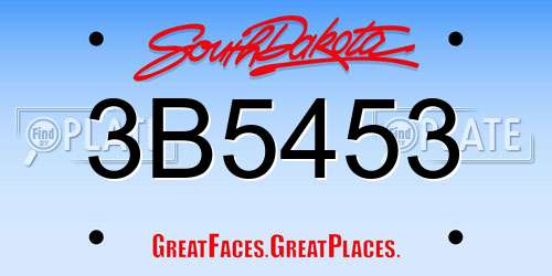 3B5453 South Dakota License Plate