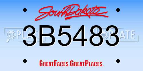 3B5483 South Dakota License Plate