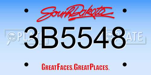 3B5548 South Dakota License Plate