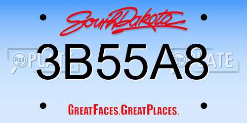 3B55A8 South Dakota License Plate