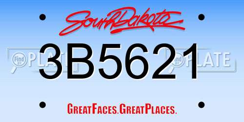 3B5621 South Dakota License Plate