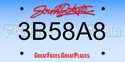3B58A8 South Dakota License Plate