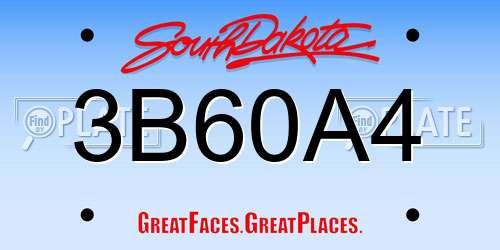 3B60A4 South Dakota License Plate