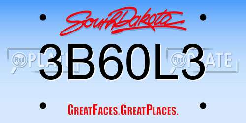 3B60L3 South Dakota License Plate