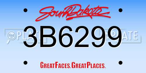 3B6299 South Dakota License Plate