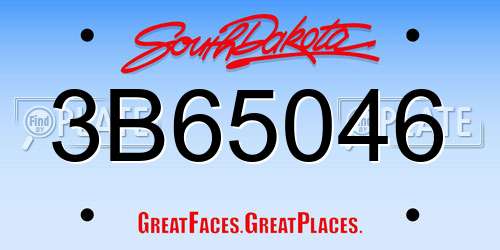 3B65046 South Dakota License Plate