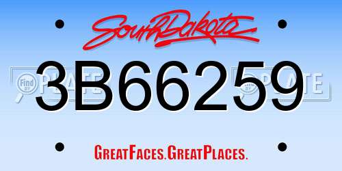 3B66259 South Dakota License Plate