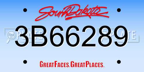 3B66289 South Dakota License Plate