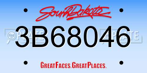 3B68046 South Dakota License Plate
