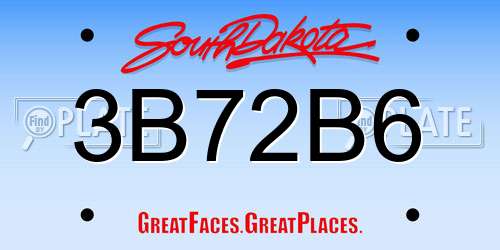 3B72B6 South Dakota License Plate