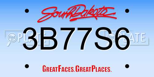 3B77S6 South Dakota License Plate