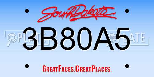 3B80A5 South Dakota License Plate