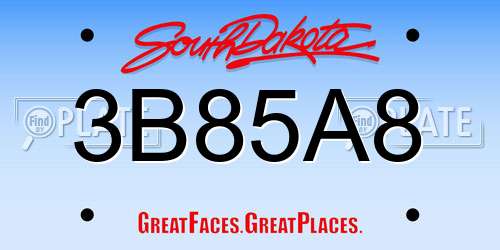 3B85A8 South Dakota License Plate